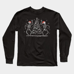 Skeletons Dancing Around The Christmas Tree Long Sleeve T-Shirt